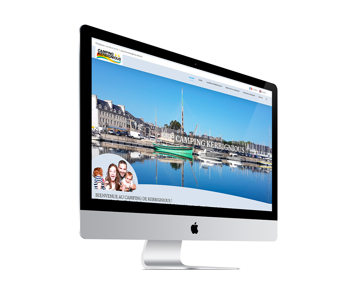 écran du site du camping de kerbignious sur Internet
